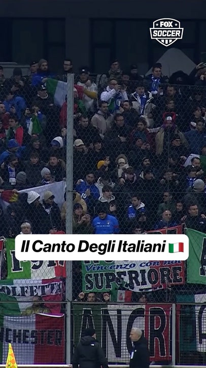 The Italian national anthem is played ahead of its FIFA World Cup Qualifying playoff final against Bosnia and Herzegovina 🇮🇹