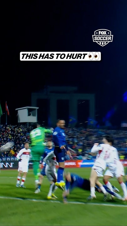 OUCH 😬 Albian Hajdari gets his head stepped on by one of his Kosovo teammates 👀