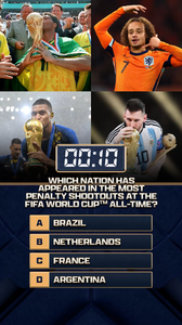 70 days until the FIFA World Cup on FOX! Which nation has appeared in the most penalty shootouts at the FIFA World Cup all-time :interrobang::earth_americas::trophy: