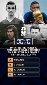 66 days until the FIFA World Cup on FOX! What is the record for most goals scored by a player in a single FIFA World Cup ⁉️ 🌎 🏆