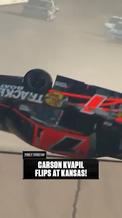 Carson Kvapil goes for a violent roll at Kansas Speedway