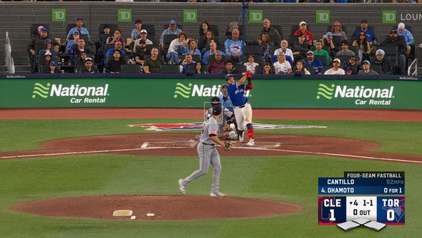 Kazuma Okamoto hits a home run to tie game for the Toronto Blue Jays vs Cleveland Guardians