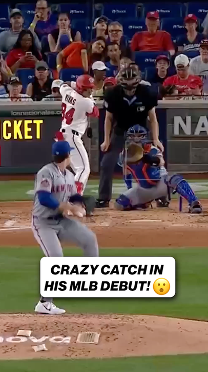 WOW! Nick Morabito with the grab into the stands in his MLB debut!