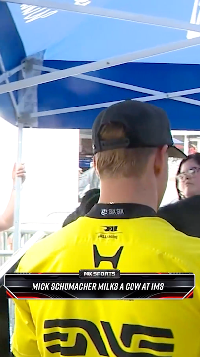 Mick Schumacher milks a cow