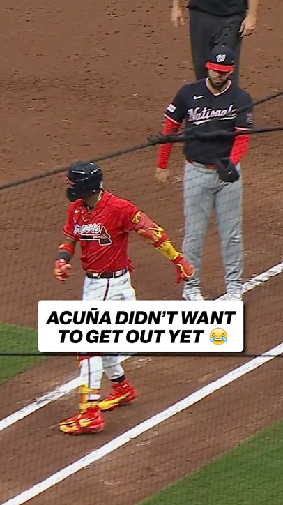 Ronald Acuña Jr. didn't want to get tagged out quite yet 😅