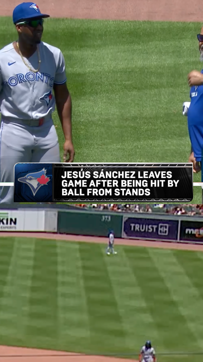 Jesús Sánchez was forced to leave today's game after being hit by a baseball thrown by a fan in the stands