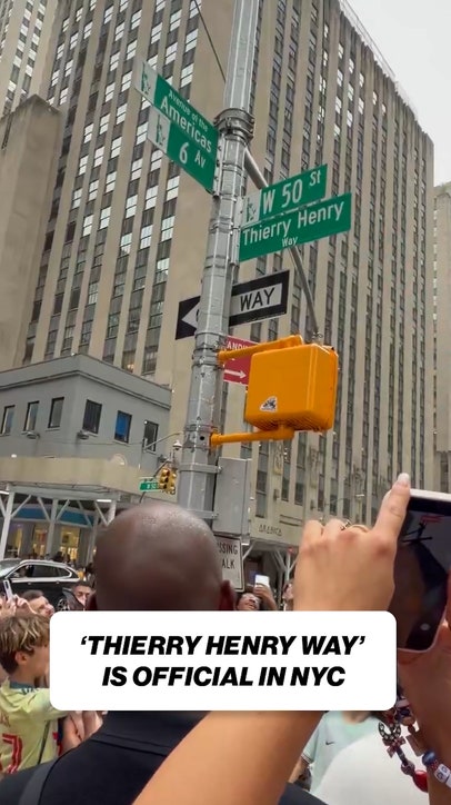 French soccer icon and former New York Red Bulls star Thierry Henry is honored in New York ahead of the FIFA World Cup™