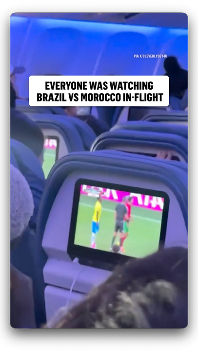 The whole airplane was watching the FIFA World Cup  (via X/Cleverlydey4u)