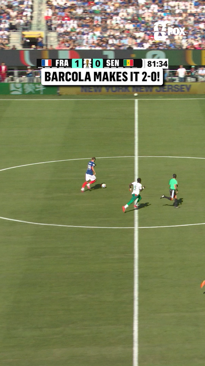 A lovely ball in and Bradley Barcola doubles France's lead 🇫🇷