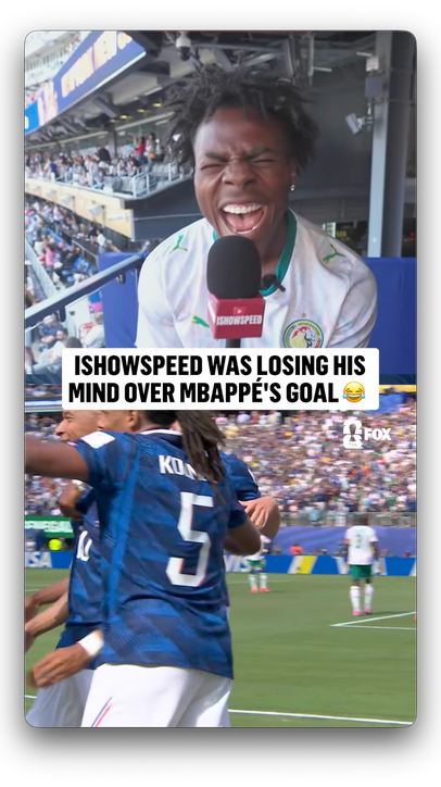 @ishowspeedsui's reaction to Mbappé's first goal 🤣
