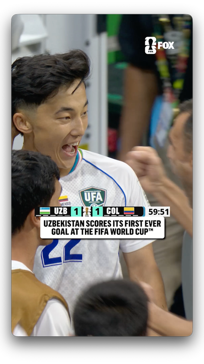 What a moment for Abbosbek Fayzullaev as he scores Uzbekistan's first ever FIFA World Cup goal 🇺🇿