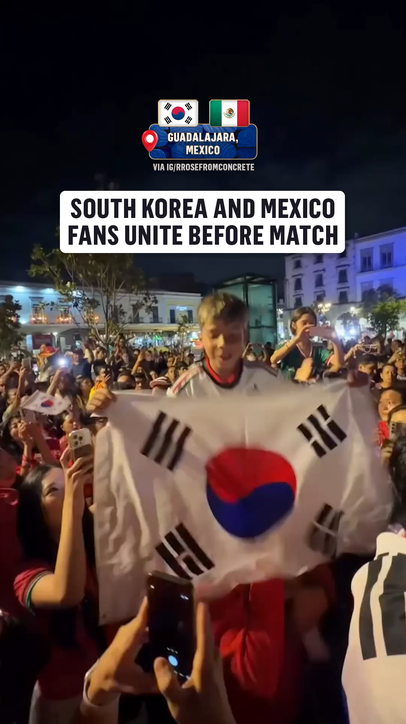 South Korea and Mexico fans chant together ahead of facing each other