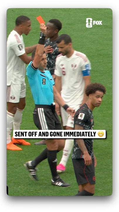 A poorly timed challenge sees Qatar get sent to 10 men