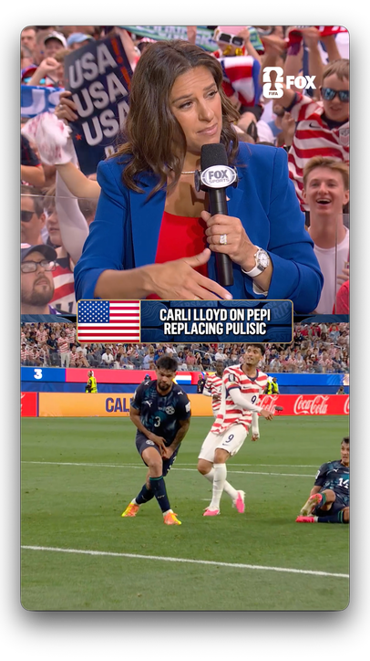 "It isn't a like for like, but I like it."  @CarliLloyd reacts to Ricardo Pepi replacing Christian Pulisic in the @USMNT's starting XI