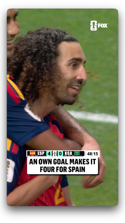 Cucurella volley to force the own goal! Spain lead Saudi Arabia 4-0