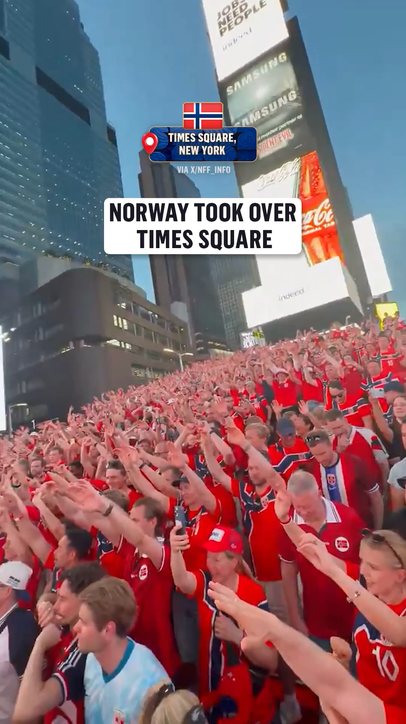 Crazy scenes from Norway fans in Times Square