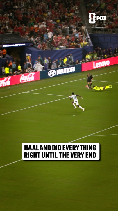 Haaland was beside himself after missing this off the post