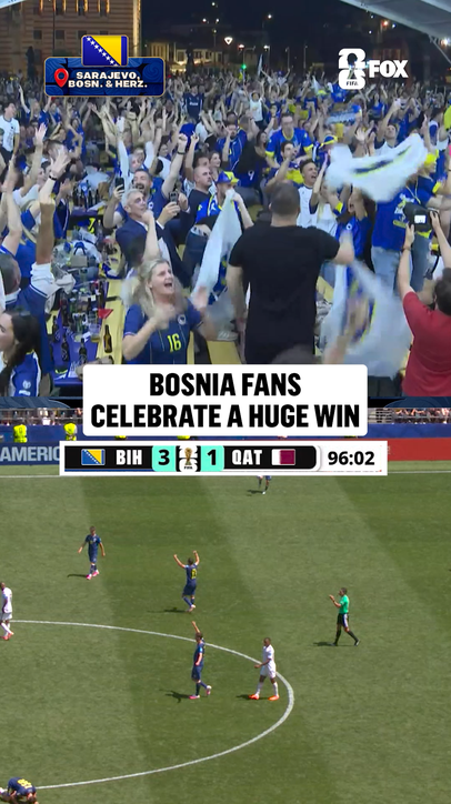 The Bosnian fans in Sarajevo celebrate after securing the third spot in Group B with a chance to advance to the knockout stage 🇧🇦