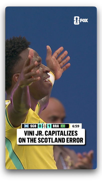 BRAZIL TAKES THE EARLY LEAD! 🇧🇷  A huge miscue in the back for Scotland and Vini Jr. scores the easy goal