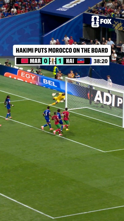 Achraf Hakimi scores Morocco's first goal of the match vs Haiti
