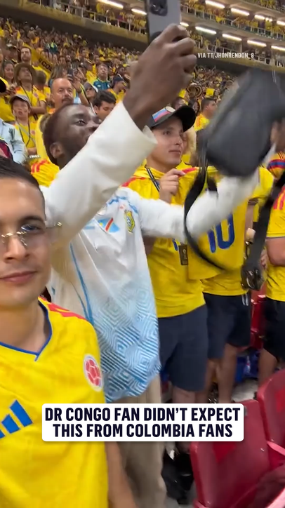 Wholesome moment between DR Congo and Colombia fans