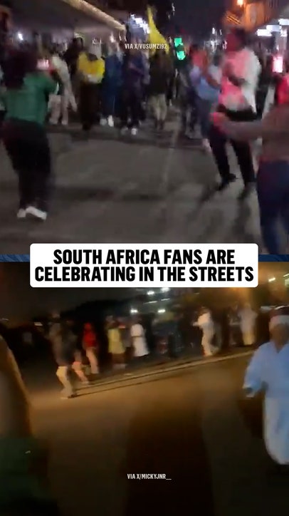 Before sunrise, South African fans were celebrating their team's historic first qualification for the knockout stage of a FIFA World Cup