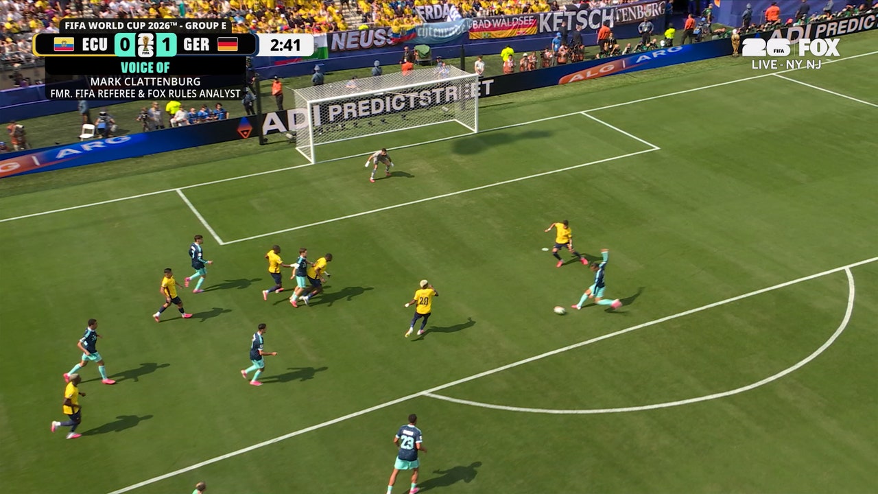 Germany's Leroy Sané scores goal as Ecuador appeals for foul in build-up | 2026 FIFA World Cup™