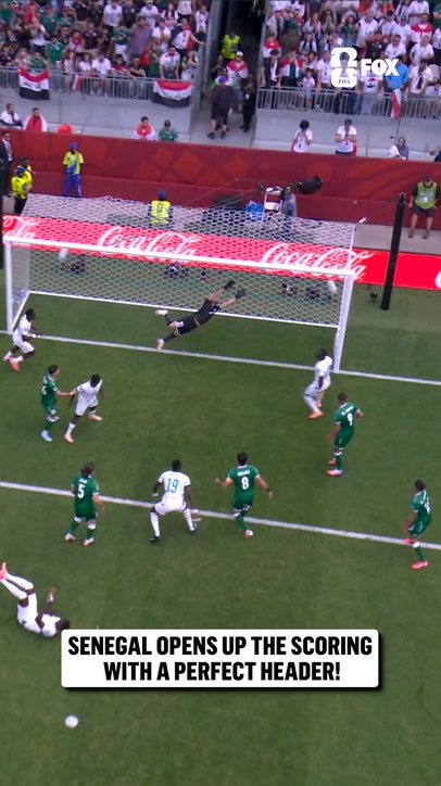 The early header is good for Senegal's opening goal against Iraq 🇸🇳