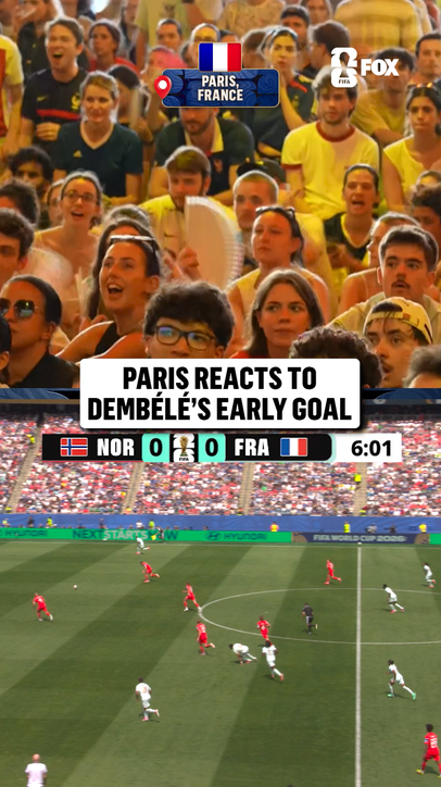 Celebrations in Paris after Dembélé's go-ahead goal for France 🇫🇷