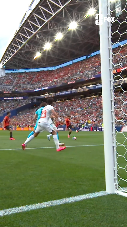 Mahmoud Saber nutmegs the keeper to find the back of the net for Egypt