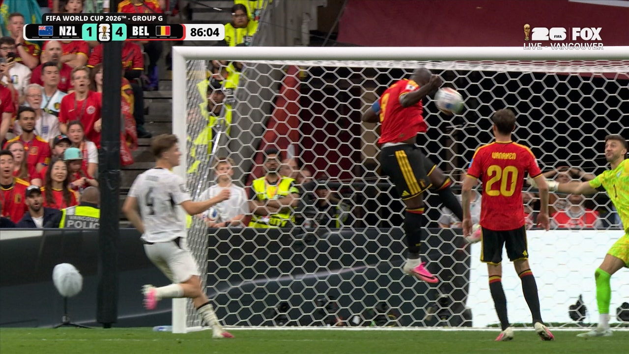Belgium's Romelu Lukaku meets cross with powerful header against New Zealand | 2026 FIFA World Cup™