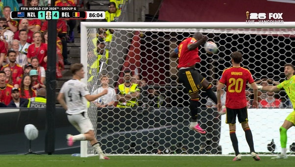 Belgium's Romelu Lukaku meets cross with powerful header against New Zealand | 2026 FIFA World Cup™