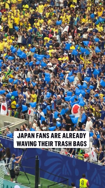 Japan fans are supporting in traditional fashion as they face Brazil