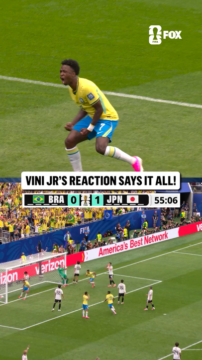 Vini Jr. was HYPE after Casemiro's equalizer for Brazil 🇧🇷