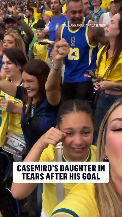Casemiro's wife and daughter went through all the emotions in the book after his crucial equalizer today
