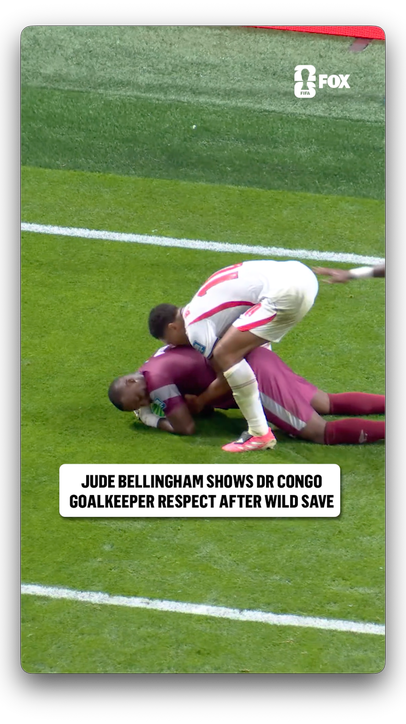 Jude Bellingham had to take a moment to show respect to DR Congo keeper Lionel Mpasi 🤝