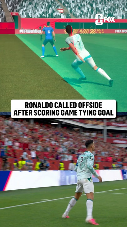 Cristiano Ronaldo nearly had this goal, but the flag goes up for offside