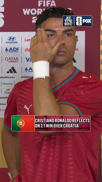 Cristiano Ronaldo caught up with Katie Shanahan after Portugal won its Round of 32 match against Croatia