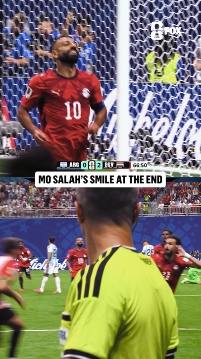 Egyptian captain Mo Salah reacts to Australia's goal to tie it up
