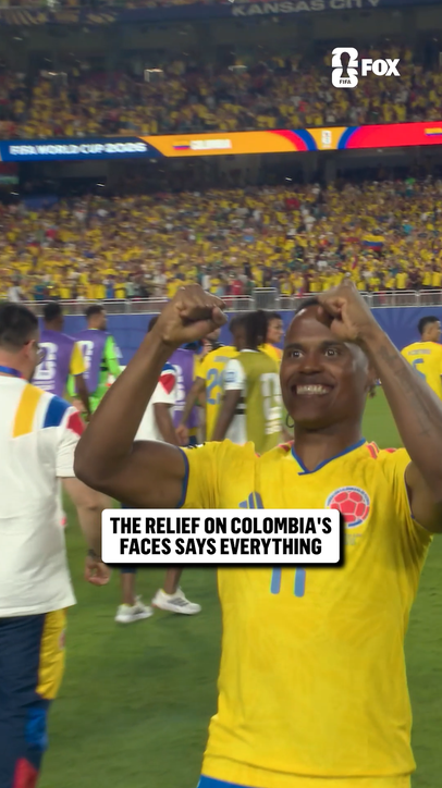 Relief and happiness for Colombian players as they are on the way to the Round of 16