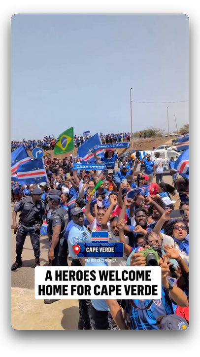 An unforgettable welcome home for the Cape Verde national team 🇨🇻 (via IG/fcfcomunica)