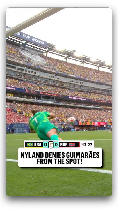 Bruno Guimarães' penalty is SAVED by Norway keeper Ørjan Nyland 😱