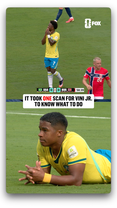 Vini showing off his playmaking abilities for Brazil