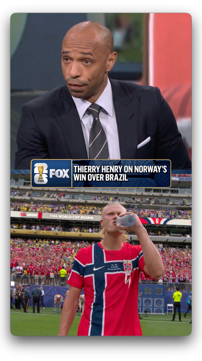 Thierry Henry reacts to Norway's complete effort in a win over Brazil