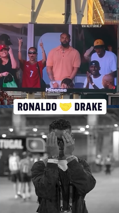 Four days ago, @Drake hit the 'Where She At' emote after a Ronaldo goal.