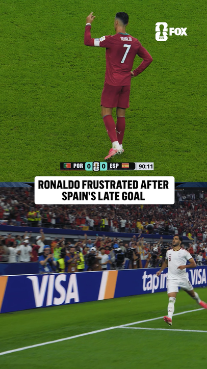 Ronaldo reacts to Spain taking the late, late lead over Portugal