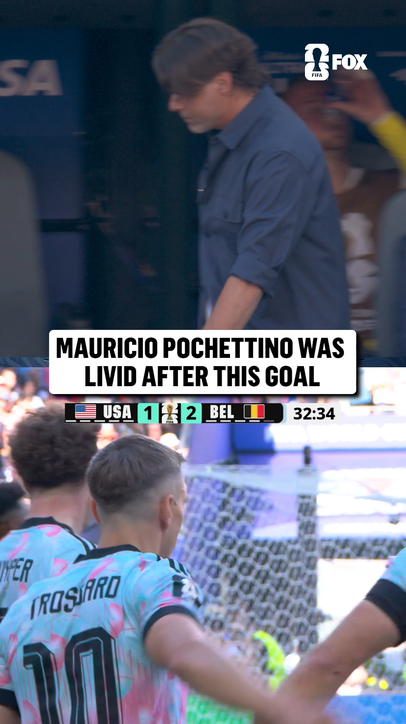 Mauricio Pochettino visibly frustrated after the second Belgium goal