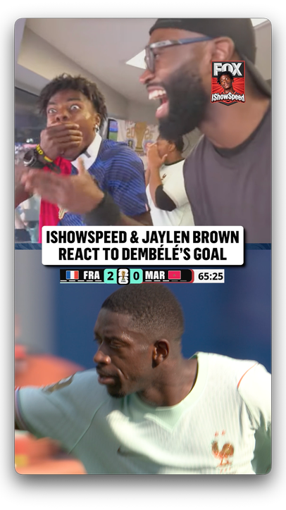 @Ishowspeedsui and @NBA star @jaylenbrown were in shock after France doubled its lead 🇫🇷