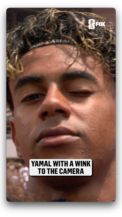 A little wink for the camera from Lamine Yamal ahead of Spain vs Belgium in the Quarterfinals 🇪🇸