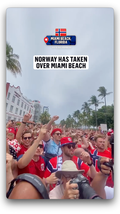 Norway fans are making themselves heard before a massive FIFA World Cup quarterfinal 🇳🇴 (via IG/halvormberg)